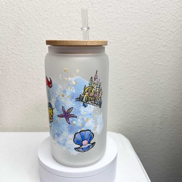 Ariel Little Mermaid Handmade Libbey Glass Cup - Picture 3 of 5